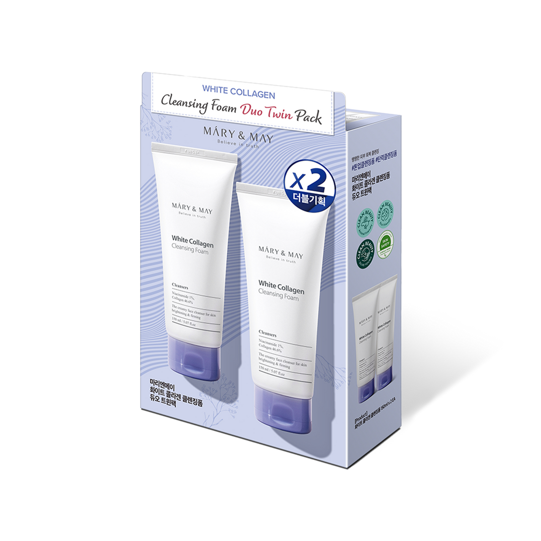 [Mary&May] White Collagen Cleansing Foam Duo Twin Pack (150ml x2)